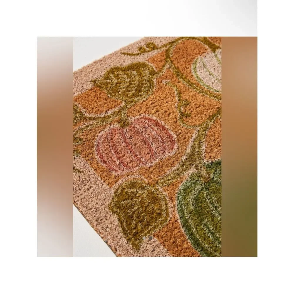 Anthropologie Bruna Autumn Pumpkin Printed Coir Doormat - Multicolor (18”x30”)